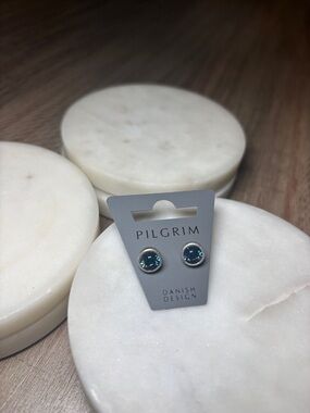 (#130) Pilgrim Teal Crystal Stud Earrings